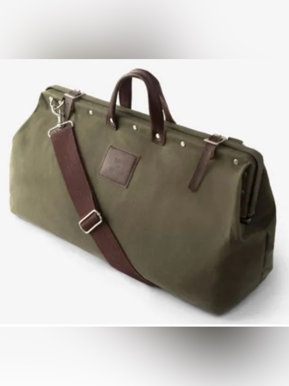 Life of Trade Olive Canvas Mason Bag | Leather Trim Laptop Travel Tote | Unisex